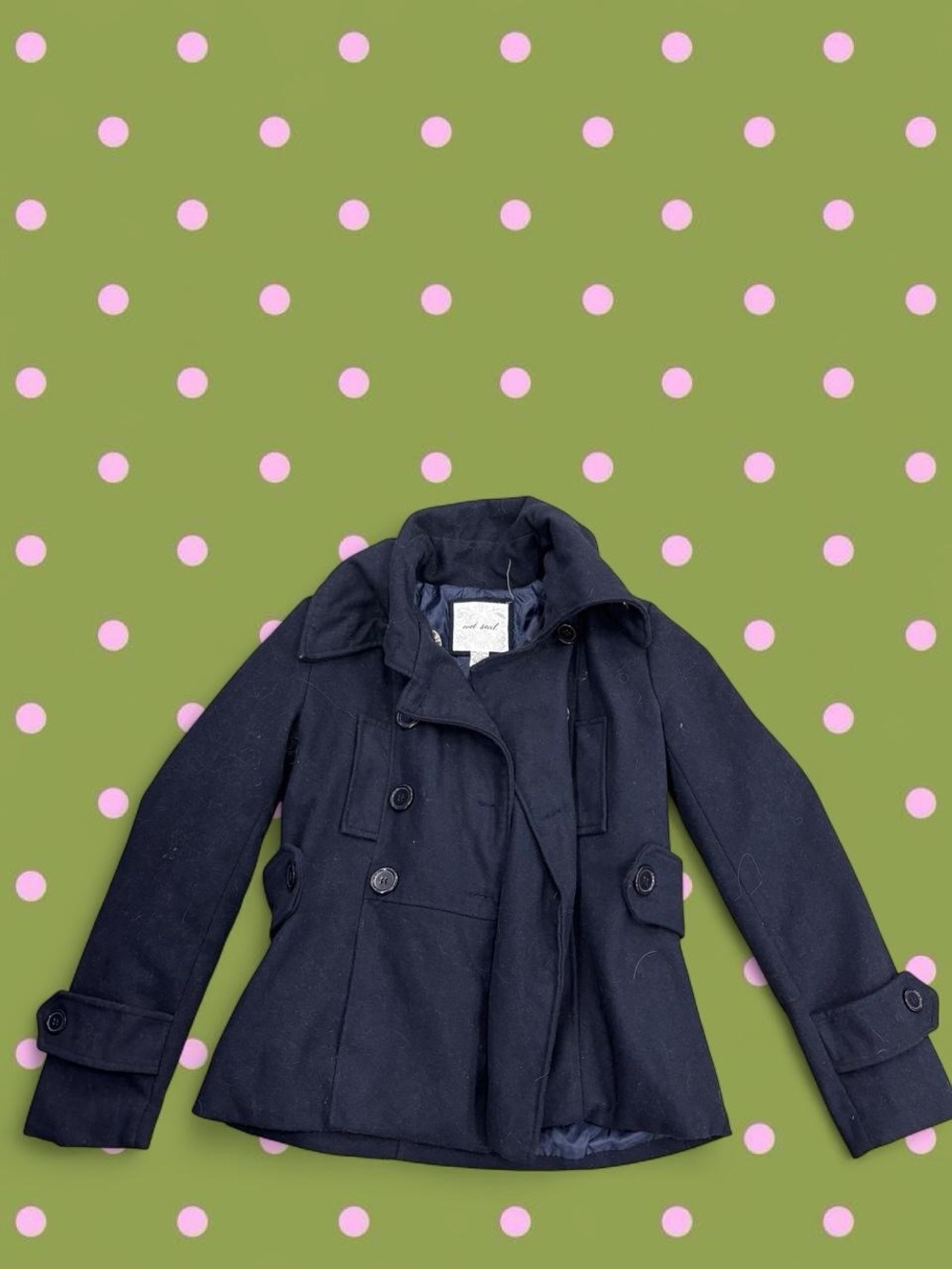 Wet Seal Navy Double-Breasted Peacoat